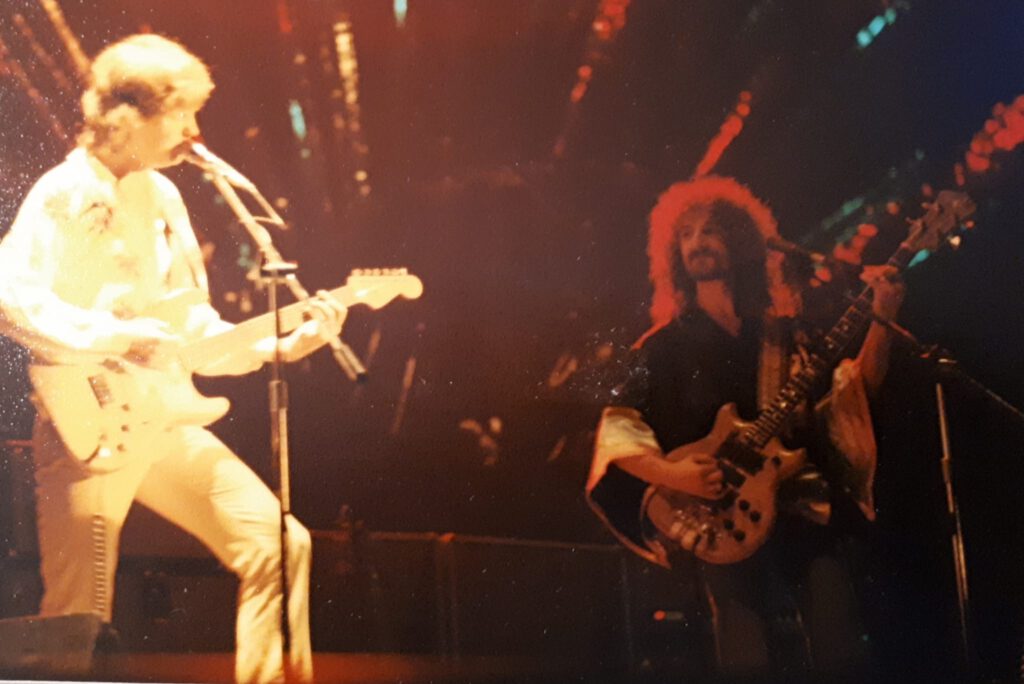 Ein im Jahr 1978 selbst aufgenommenes Foto von Barclay James Harvest in der Philipshalle in Düsseldorf.