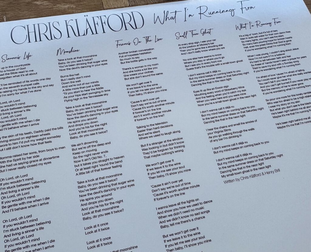 Chris Kläfford: What I'm Running From Songtexte